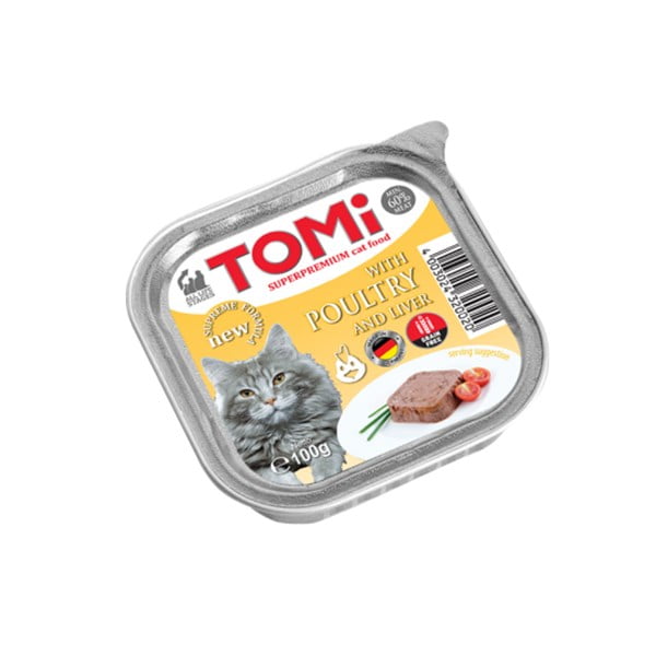 טומי מעדן פטה עוף וכבד 100 גרם לחתולים