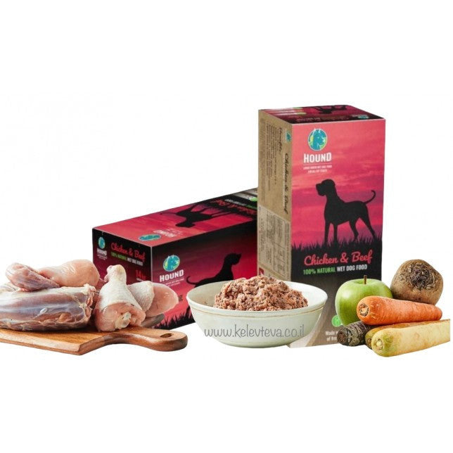 האונד מזון טבעי לכלבים עוף ובקר - 14 ק"ג