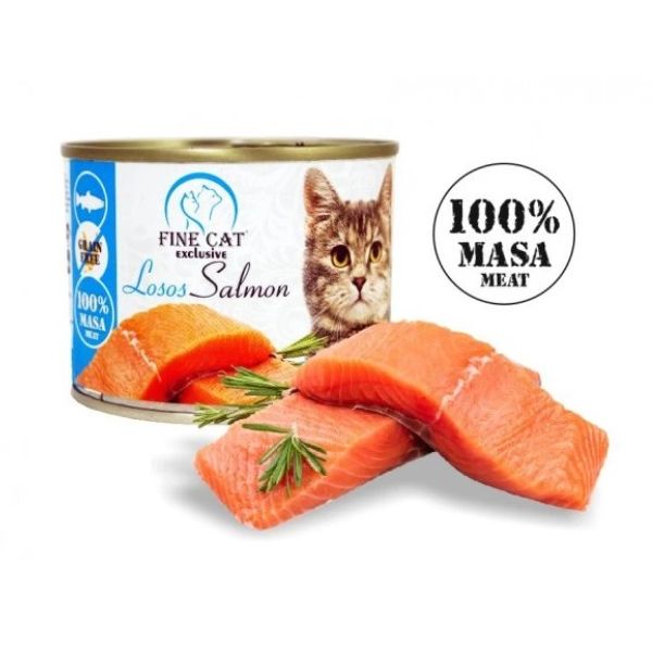 Fine Cat מעדן לחתולים 100% בשר פטה סלמון - 200 גרם