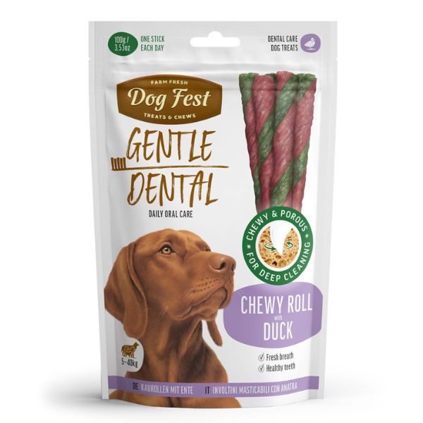 דוג פסט חטיף לכלבים דנטלי גליל ברווז - 100 גרם