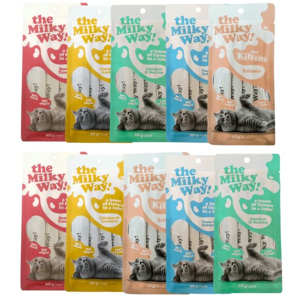 מיקס חטיפים נוזליים לחתולים  Milky Way מילקי וואי – 10 יח'