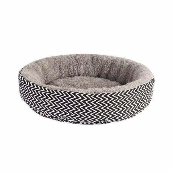 מיטה לכלבים קטנים, גורים וחתולים 40 ס"מ- שחור לבן זיגזג