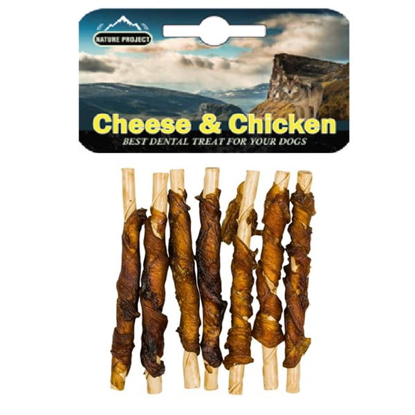 עצמות דנטליות לכלבים עטופות עוף וגבינה