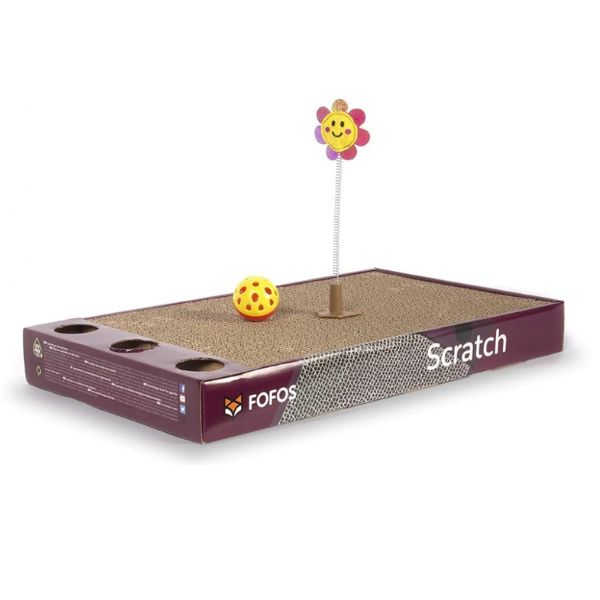 Fofos משטח גירוד מקרטון עם צעצוע קפיץ לחתול