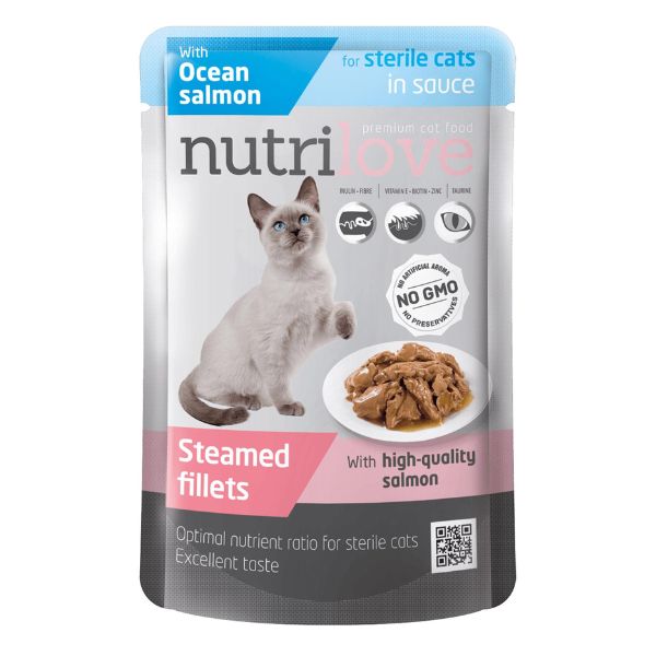 נוטרילאב פאוץ' לחתול  בשר סלמון סטרלייז ברוטב עשיר - 85 גרם