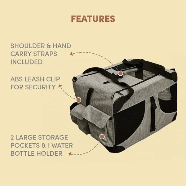 פופוס מנשא לחתולים ולכלבים לרכב או לטיולים אפור עד 20 ק"ג