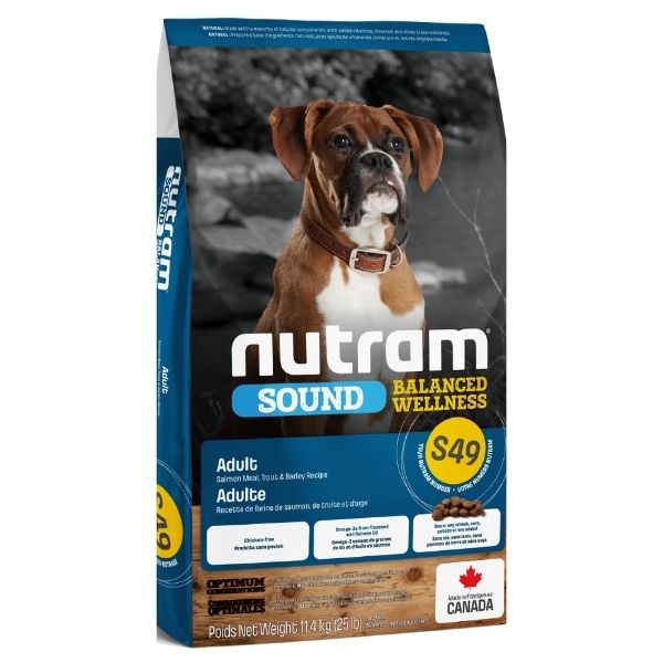 נוטרם S49 מזון לכלבים סלמון פורל ודגנים מלאים - 11.4 ק"ג