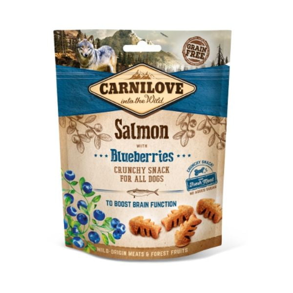 קרנילאב חטיף קראנצ'י לכלבים סלמון ואוכמניות - 200 גרם