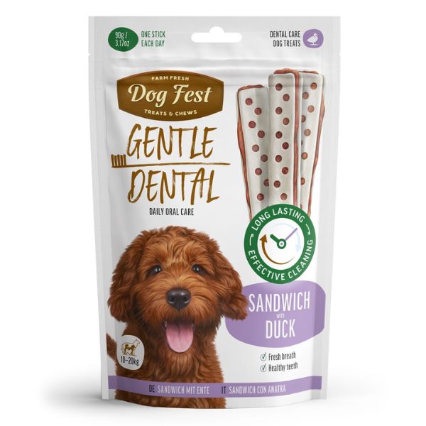 דוג פסט חטיף לכלבים דנטלי עדין סנדוויץ ברווז - 90 גרם