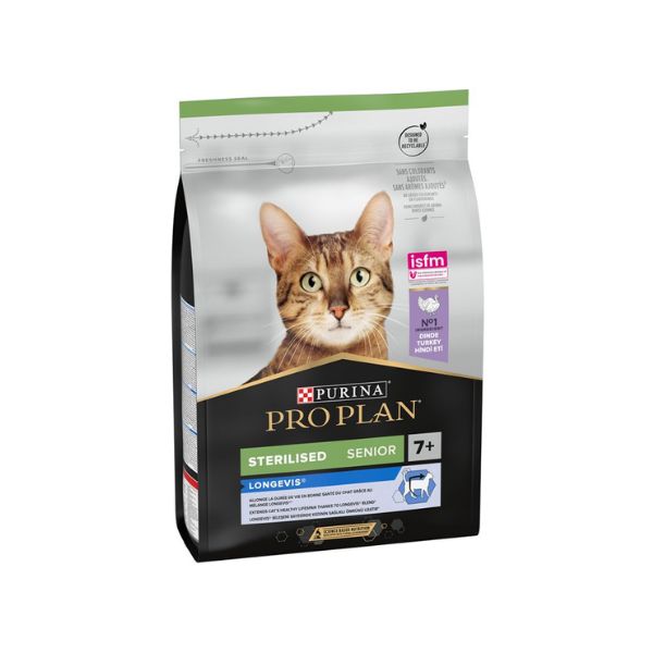 פרו פלאן STERILISED סניור 7+ מעוקר / מסורס עשיר בבשר הודו - 3 ק"ג