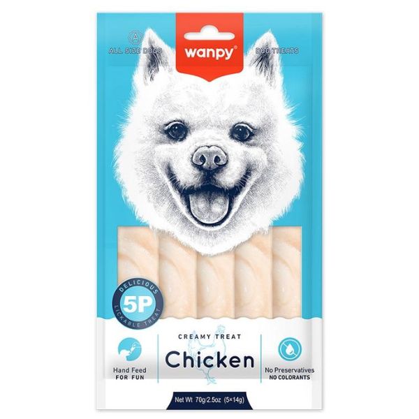 וונפי קרם ליקוק לכלבים עוף - 70 גרם (15 גרם * 5 יח')