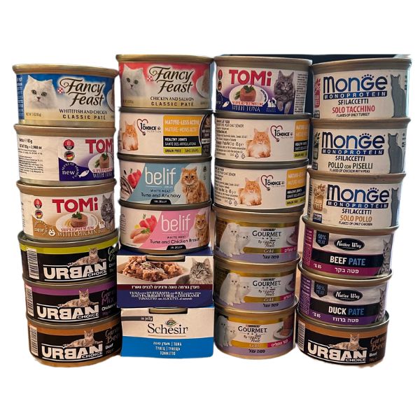 מיקס מעדנים איכותיים לחתולים מבצע 24 יח מיקס טעמים