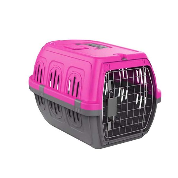 כלוב נשיאה קשיח לכלבים וחתולים 48x33x28 ס"מ - ורוד