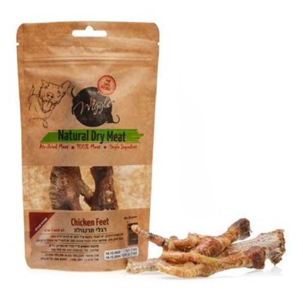 וויגל רגלי תרנגולת מיובש 100% חטיף טבעי לכלבים - 80 גרם