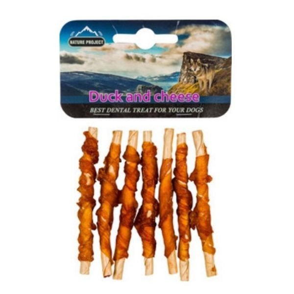 מקלות דנטליים לכלבים עטופים ברווז וגבינה - 7 יח'