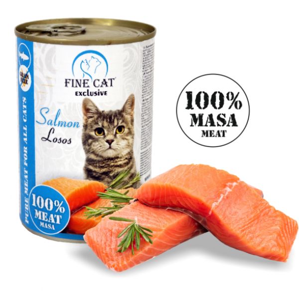 Fine Cat פיין קט מעדן לחתולים 100% בשר פטה סלמון - 400 גרם