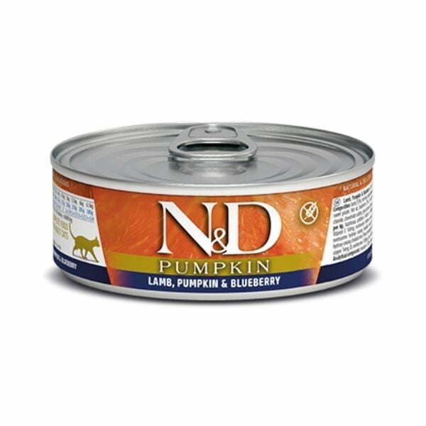 N&amp;D נטורל אנד דלישס מעדן לחתולים כבש,דגים ואוכמניות 80 גרם