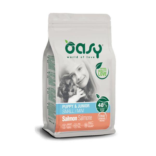 אואסי Oasy מזון כלבים סלמון מיני גזע קטן גורים 2.5 ק"ג