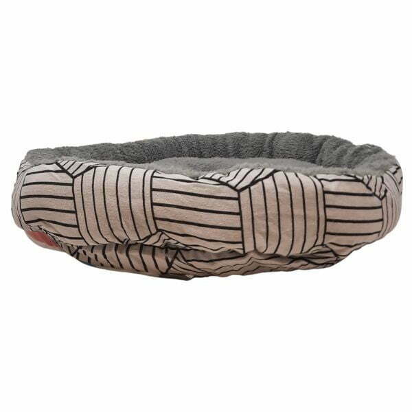 מיטה לכלבים קטנים, גורים וחתולים 40 ס"מ- שחור לבן פסים