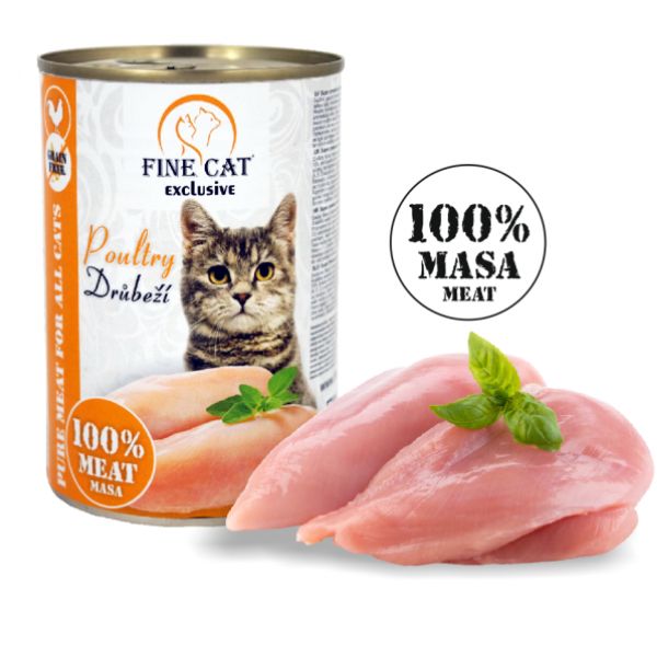 Fine Cat פיין קט מעדן לחתולים 100% בשר פטה עוף - 400 גרם