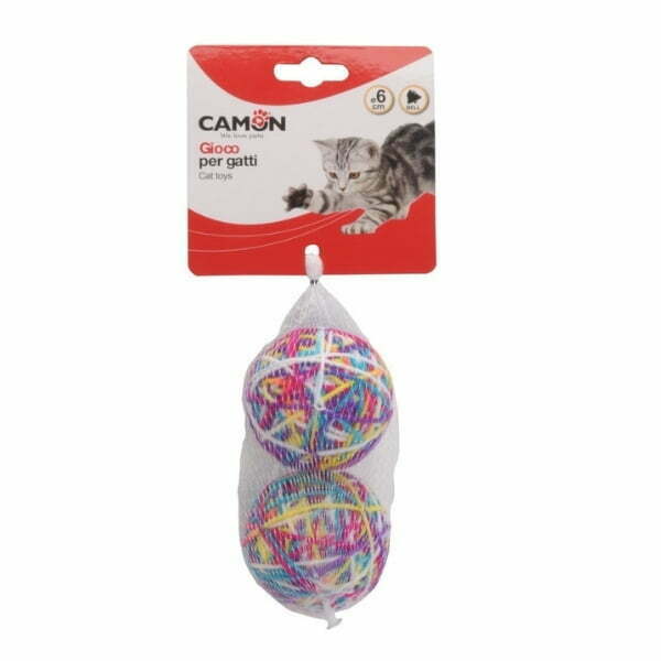 משחק כדור צמר עם פעמון לחתול Camon - מארז שני כדורים 6 ס"מ