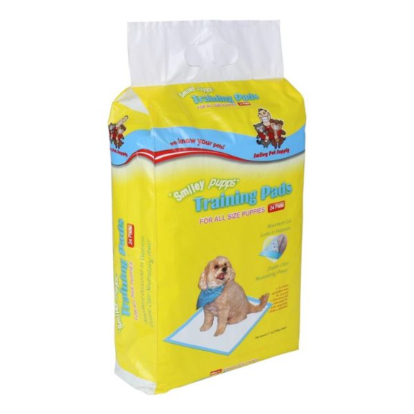 סמיילי משטחי פדים גדולים לאילוף גורים לצרכים 60X60 ס"מ - 50 יח'