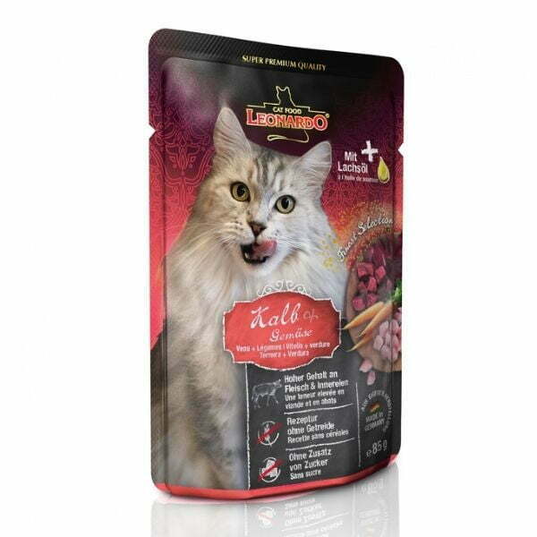 לאונרדו פאוץ' לחתולים עגל וירקות 85 גרם