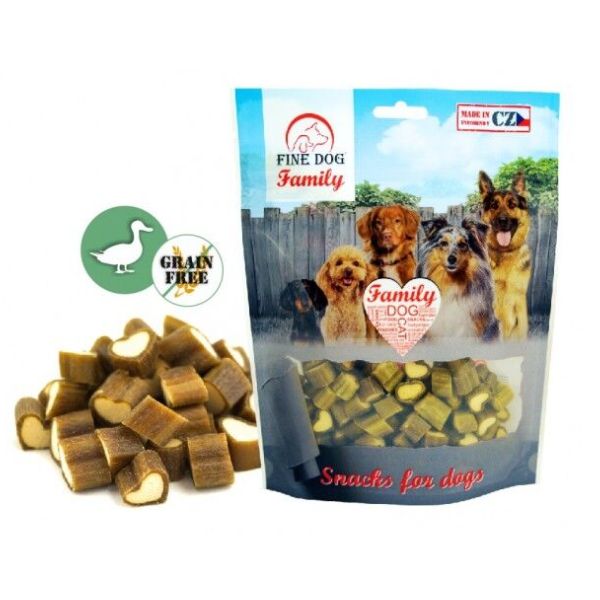 Fine Dog פיין דוג חטיף לכלבים לבבות ברווז - 200 גרם