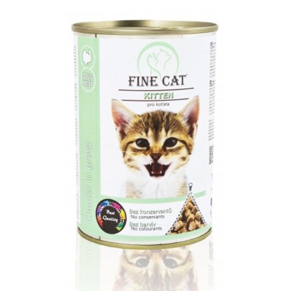 Fine Cat מעדן לחתולים חתיכות ברוטב עוף לגורים - 400 גרם
