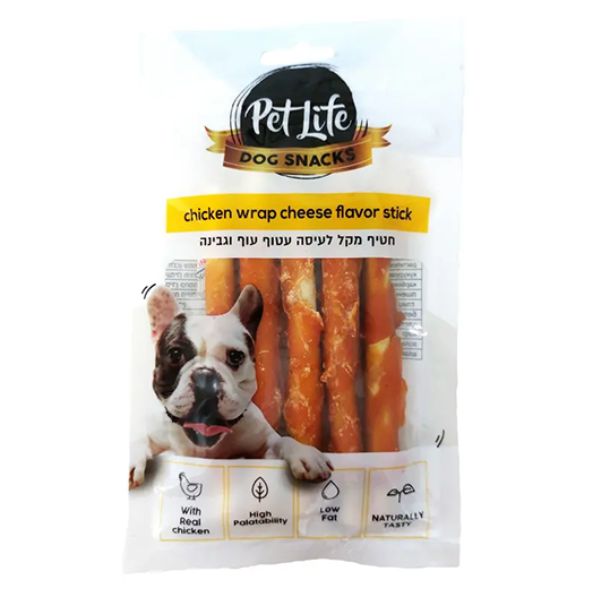 פט לייף חטיף לכלבים מקל לעיסה עטוף עוף וגבינה - 80 גרם