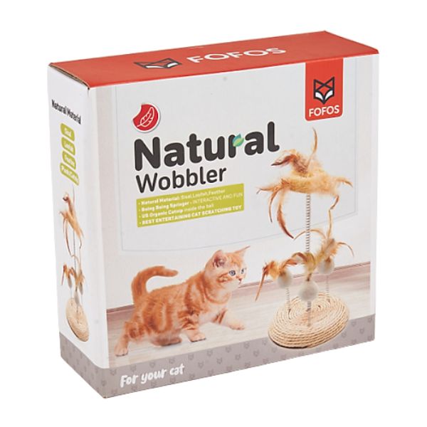 משחק וובלר טבעי עם בסיס גירוד לחתולים FOFOS