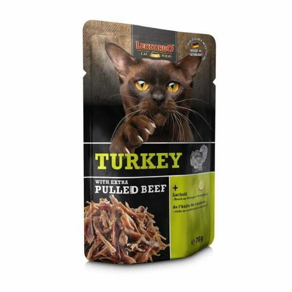 לאונרדו פאוץ' פטה הודו לחתולים עם נתחי בקר - 70 גרם