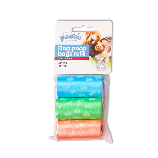 שקי קקי צבעוני 3 גלילים - Pawise