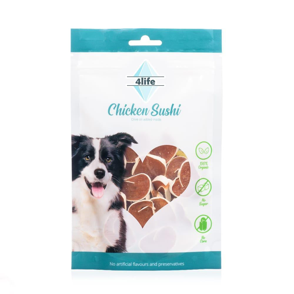 4life חטיף לכלבים סושי עוף ודגי בקלה 70 גרם