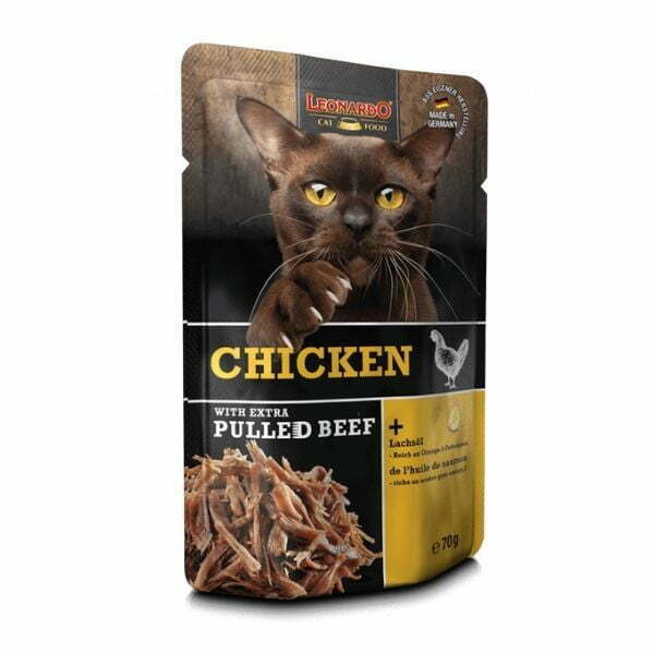 לאונרדו פאוץ' פטה עוף לחתולים עם נתחי בקר - 70 גרם