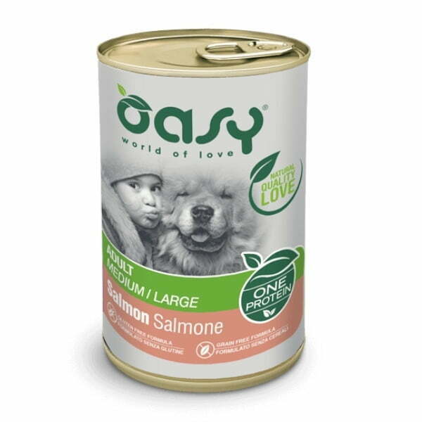 אואסי Oasy מעדן מזון רטוב לכלב - סלמון ותפוח אדמה 400 גרם