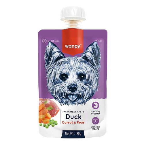 וונפי מחית מוס חטיף נוזלי לכלבים ברווז עוף וגזר - 90 גרם