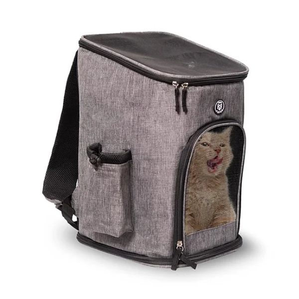 פופוס תיק גב אפור לכלבים וחתולים עד 12 ק"ג