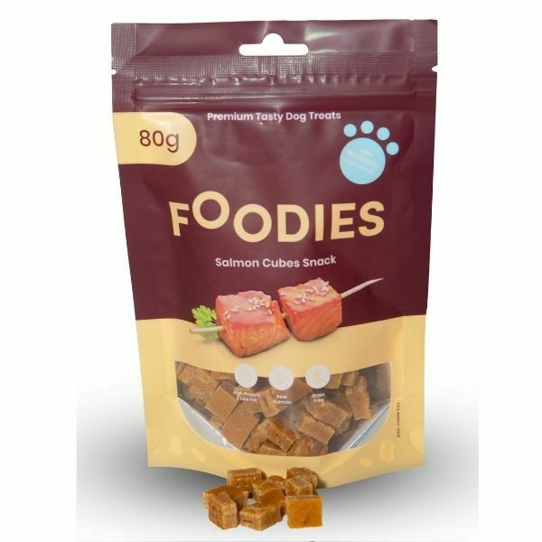 פודיס חטיף לכלבים קוביות סלמון - 80 גרם