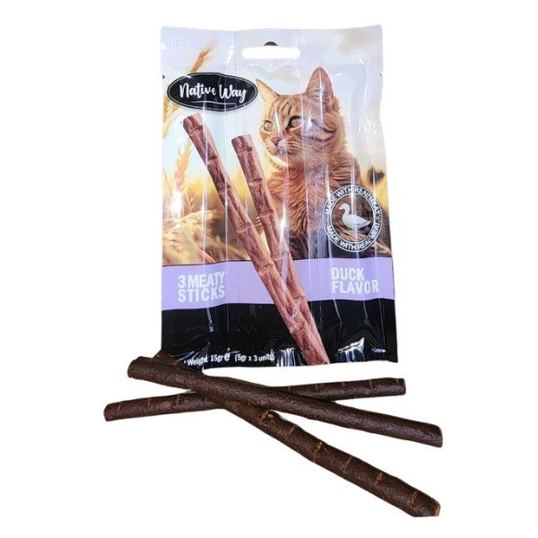נייטיב וואי סטיקס לחתולים ברווז 15 גרם  - 3 יח'