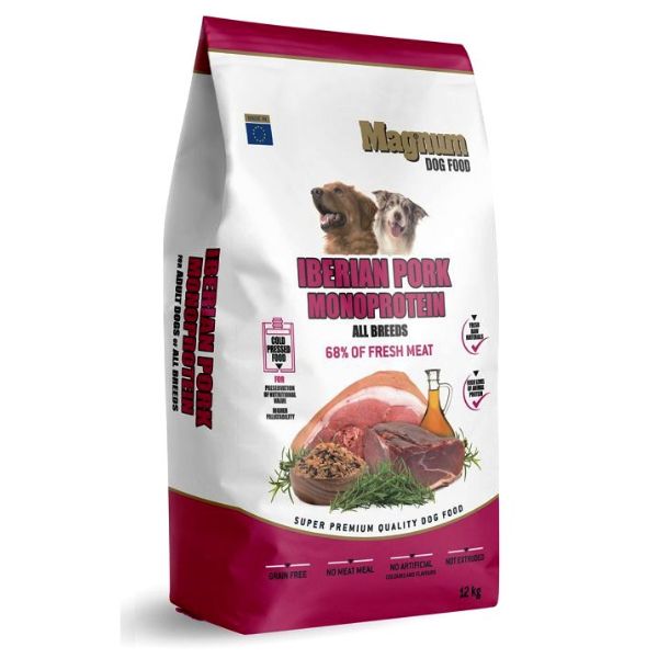 מגנום מזון לכלבים חצי לח בכבישה קרה 100% טבעי איבריקו  - 12 ק"ג
