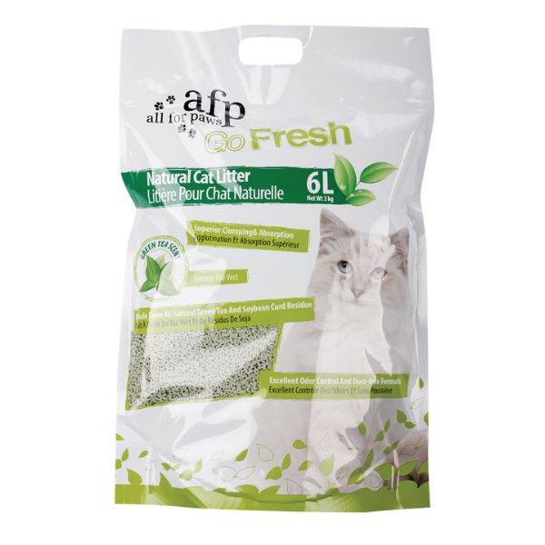 AFP חול מתגבש טבעי תירס וסויה בניחוח עץ תה עדין - 6 ליטר