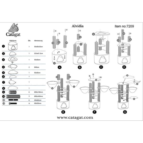 Catagat Alvidia מתקן גירוד לחתולים מפואר ויוקרתי - 120 ס"מ