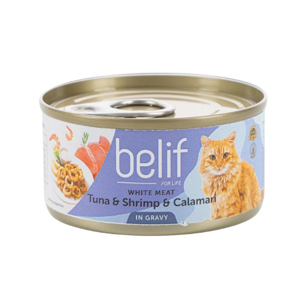 belif בליף מעדן טונה שרימפ וקלמרי ברוטב - 80 גרם
