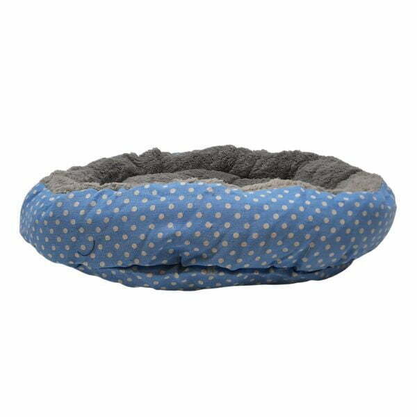 מיטה לכלבים קטנים, גורים וחתולים 40 ס"מ- כחול נקודות