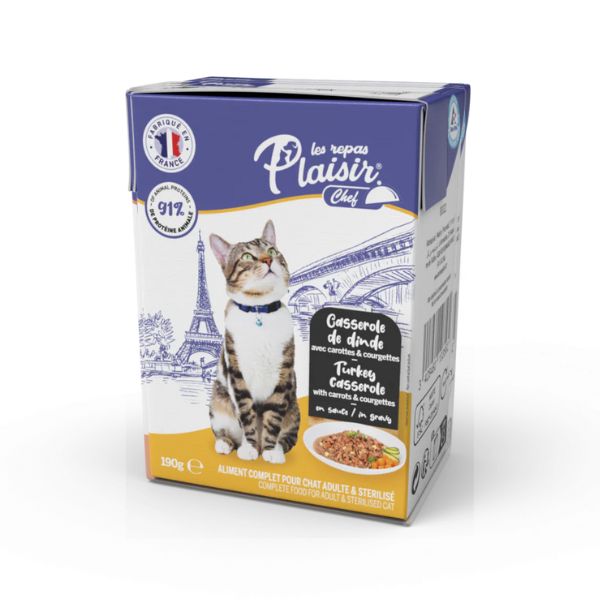 פלסיר שף חתולים קרטונית תבשיל חזה הודו גזר וקישואים - 190 גרם