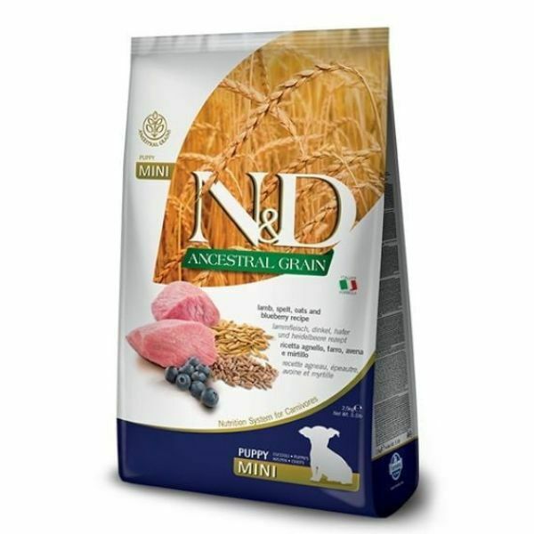 ND נטורל אנד דלישס גורים גזע קטן כבש דגנים קדמונים ואוכמניות - 7 ק"ג