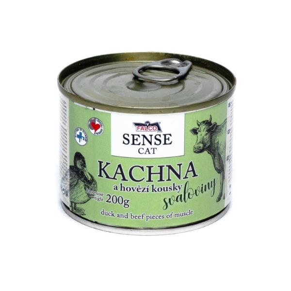 Falco Sense Cat מזון רטוב בשימורים לחתולים ברווז בקר וחזיר - 200 גרם