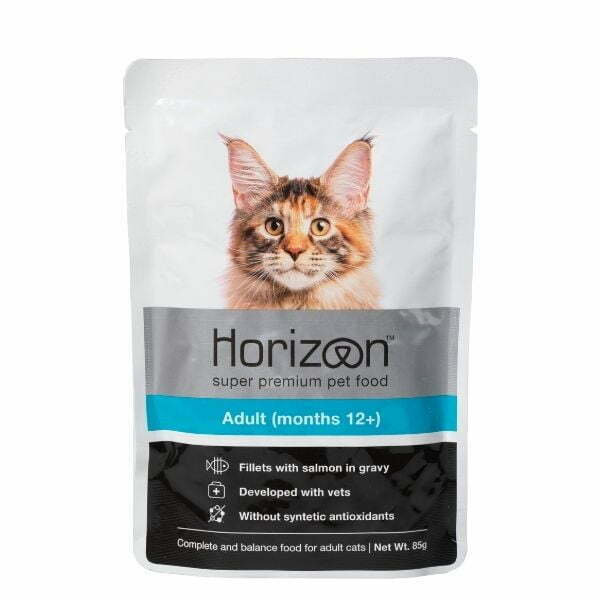 הורייזן פאוץ' לחתול - רצועות סלמון ברוטב עשיר