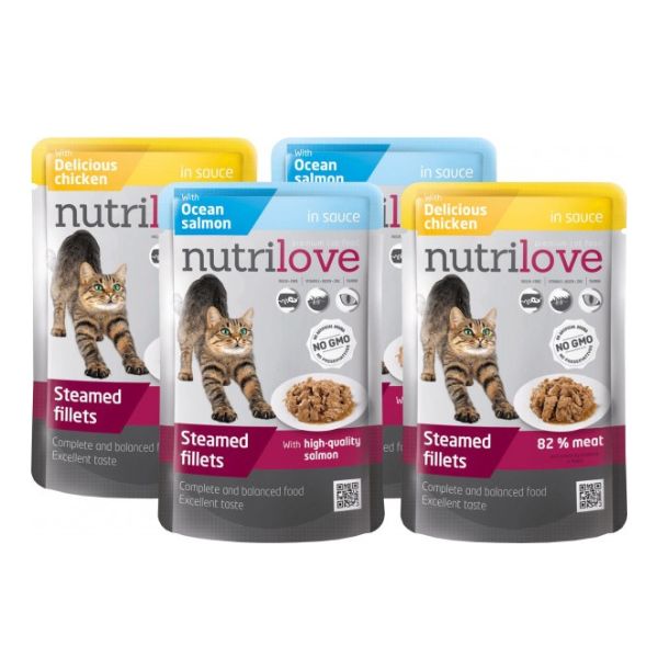 נוטרילאב פאוץ' לחתול רבעיית פאוצים סלמון ועוף  - 85 גרם